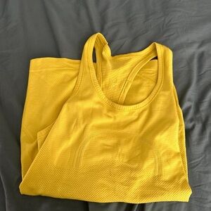 lululemon athletica Yellow Ribbed Sleeveless Scoop Neck Tank Top